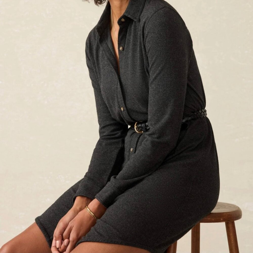 Faherty Legend Sweater Dress - Heathered Black Twill - Size Medium - WORN ONCE!!
